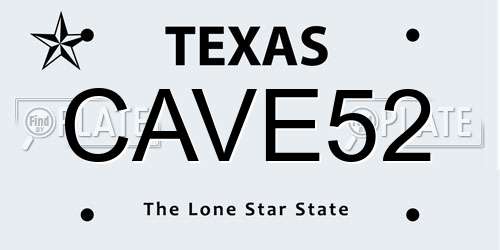 CAVE52 Texas License Plate