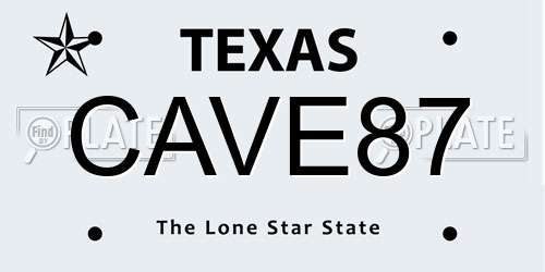 CAVE87 Texas License Plate