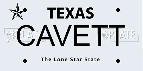 CAVETT Texas License Plate