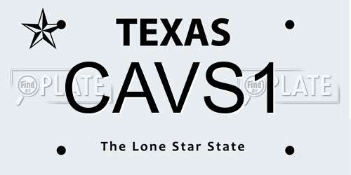 CAVS1 Texas License Plate
