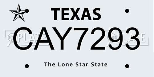CAY7293 Texas License Plate