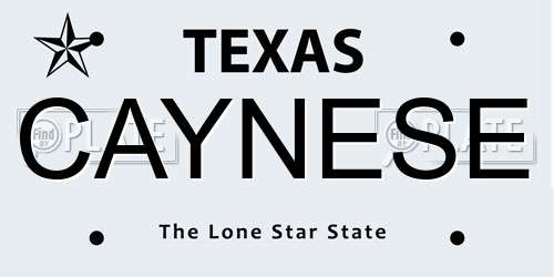 CAYNESE Texas License Plate