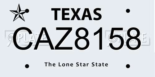 CAZ8158 Texas License Plate