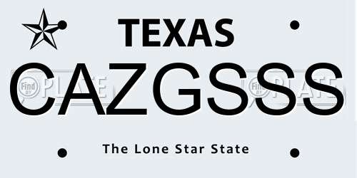 CAZGSSS Texas License Plate