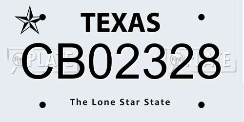 CB02328 Texas License Plate