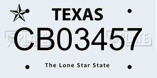 CB03457 Texas License Plate