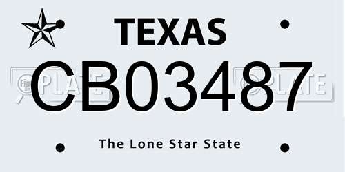 CB03487 Texas License Plate