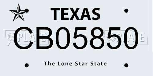 CB05850 Texas License Plate
