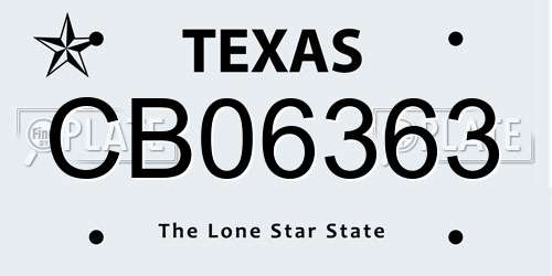 CB06363 Texas License Plate
