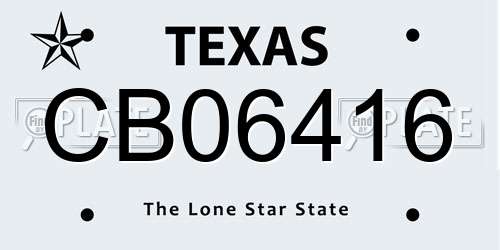 CB06416 Texas License Plate