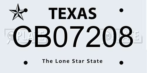 CB07208 Texas License Plate