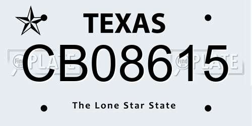 CB08615 Texas License Plate