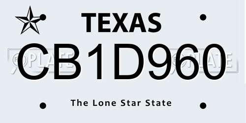 CB1D960 Texas License Plate