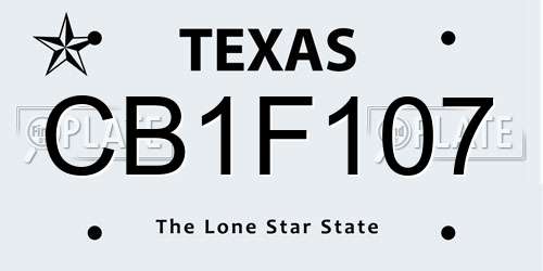 CB1F107 Texas License Plate
