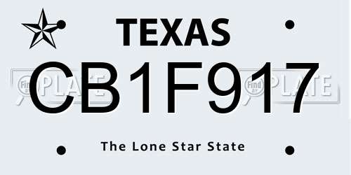 CB1F917 Texas License Plate