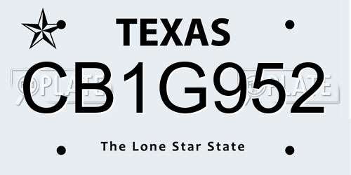 CB1G952 Texas License Plate