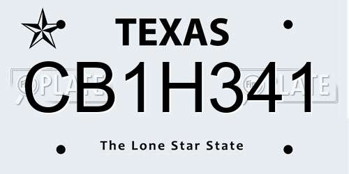 CB1H341 Texas License Plate