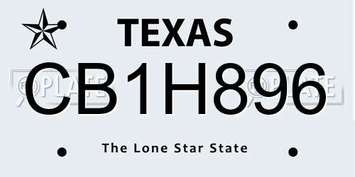 CB1H896 Texas License Plate