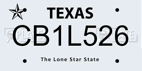 CB1L526 Texas License Plate
