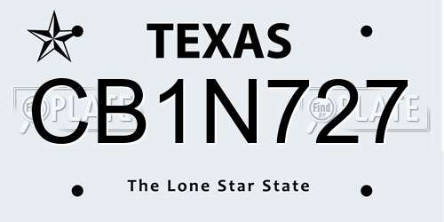 CB1N727 Texas License Plate