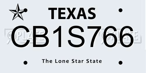CB1S766 Texas License Plate