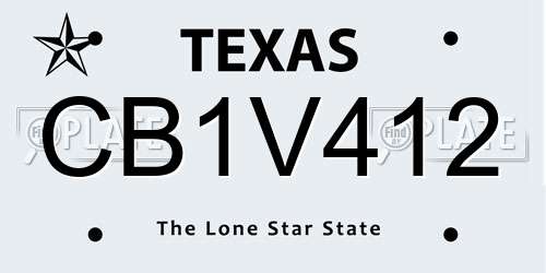 CB1V412 Texas License Plate