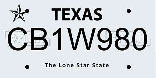 CB1W980 Texas License Plate