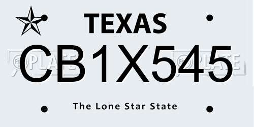 CB1X545 Texas License Plate