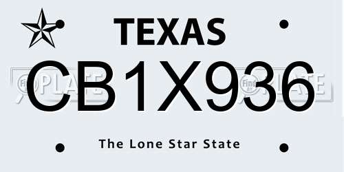 CB1X936 Texas License Plate