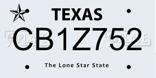 CB1Z752 Texas License Plate