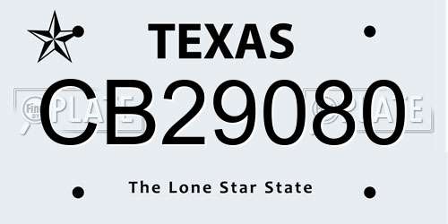 CB29080 Texas License Plate