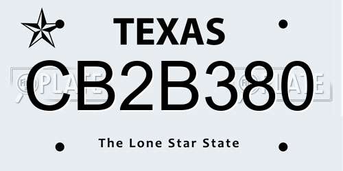 CB2B380 Texas License Plate