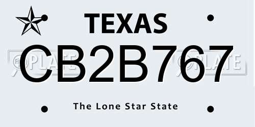 CB2B767 Texas License Plate