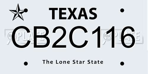 CB2C116 Texas License Plate