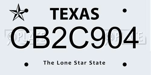 CB2C904 Texas License Plate