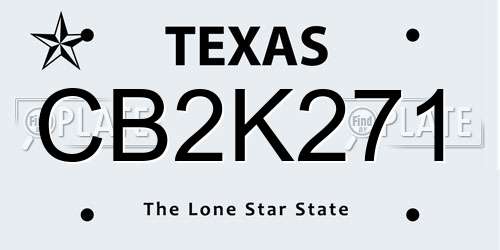 CB2K271 Texas License Plate