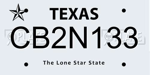 CB2N133 Texas License Plate