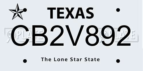 CB2V892 Texas License Plate
