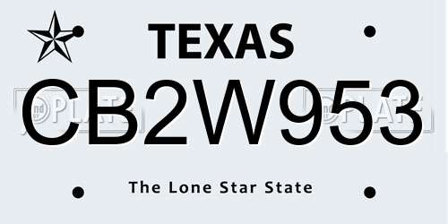 CB2W953 Texas License Plate