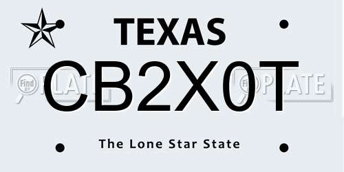 CB2X0T Texas License Plate