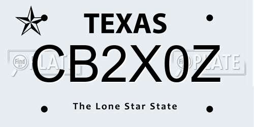 CB2X0Z Texas License Plate