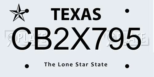 CB2X795 Texas License Plate