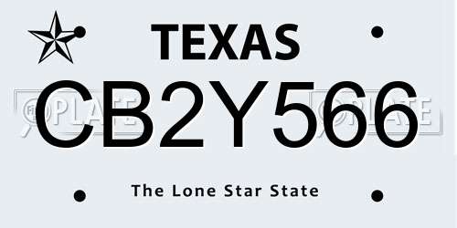CB2Y566 Texas License Plate