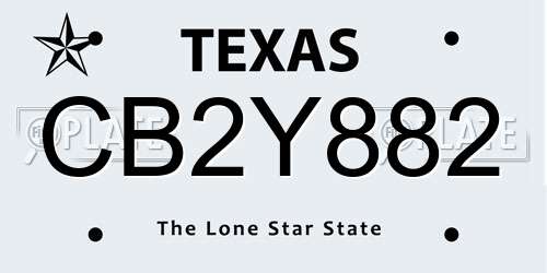 CB2Y882 Texas License Plate