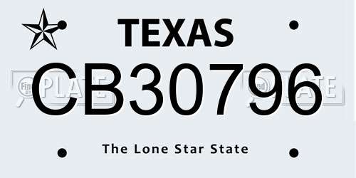 CB30796 Texas License Plate