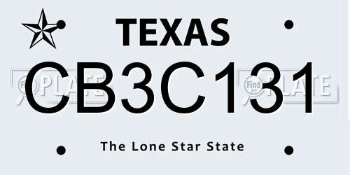 CB3C131 Texas License Plate