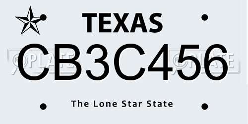 CB3C456 Texas License Plate