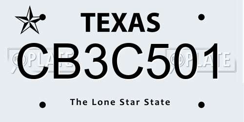 CB3C501 Texas License Plate