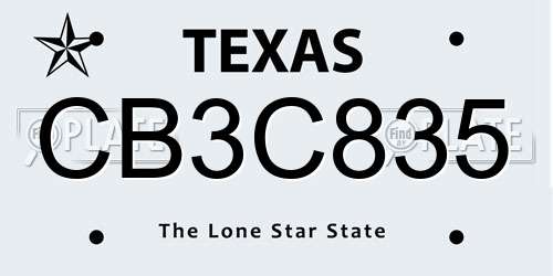 CB3C835 Texas License Plate