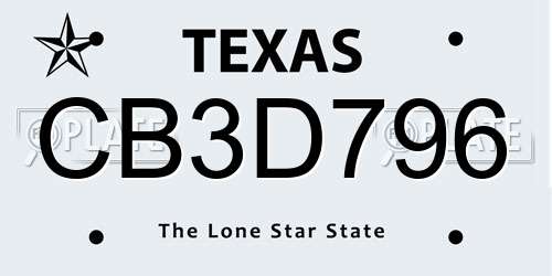 CB3D796 Texas License Plate